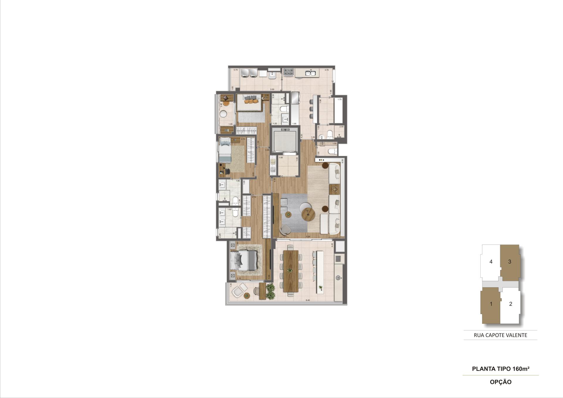 Planta opção 160 m²