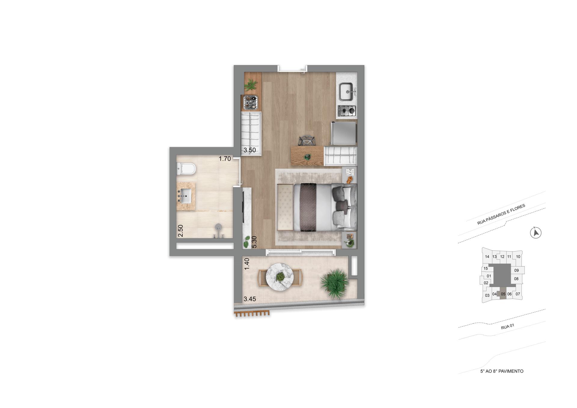 Planta Padrão 32 m² l Studio
