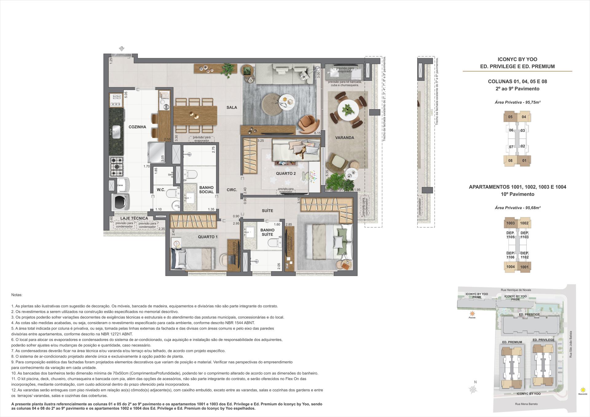 Apartamento 3 quartos - 2° ao 10° andar - 95m²