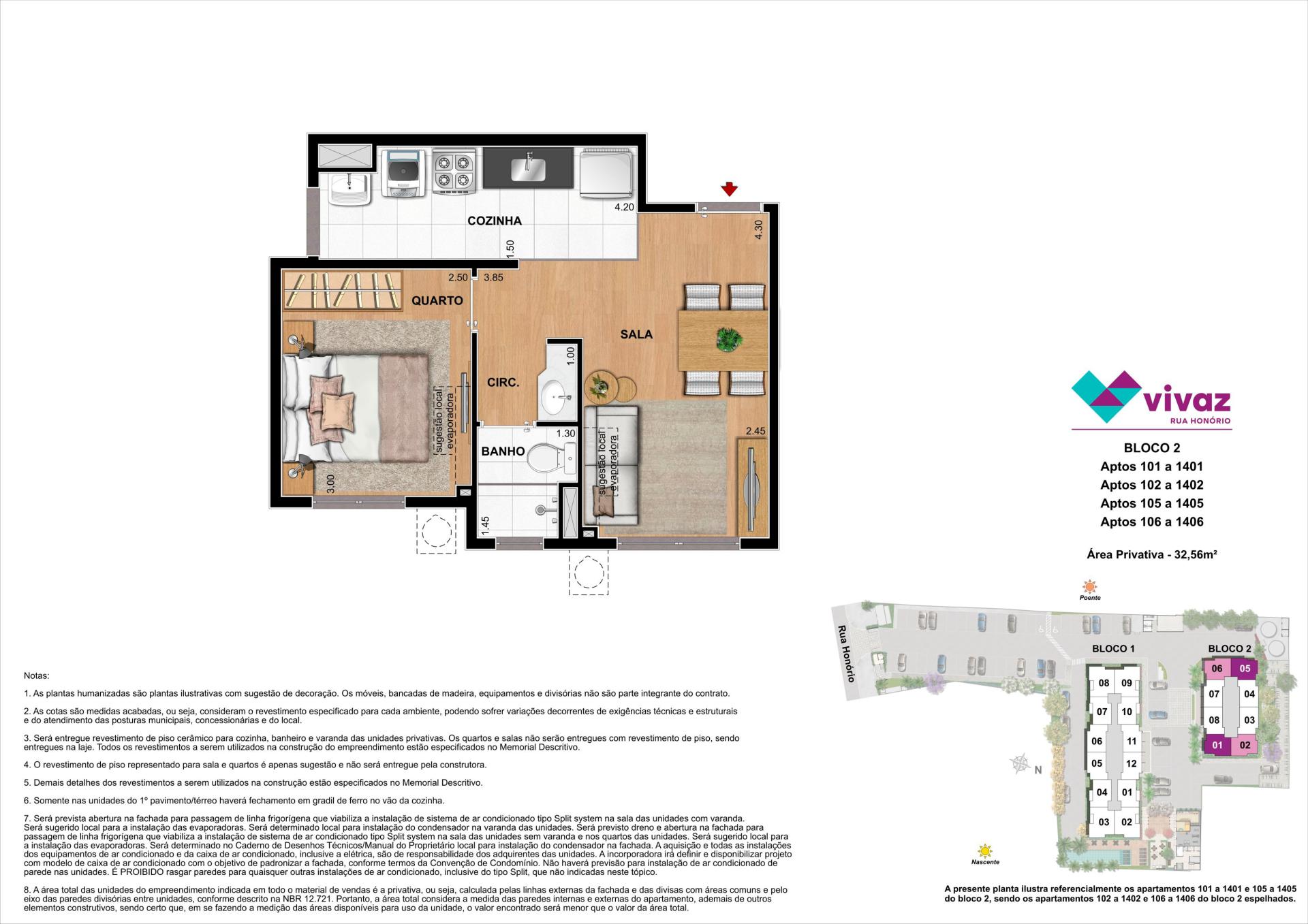 Vivaz Honório - Área Privativa 32,56 m²