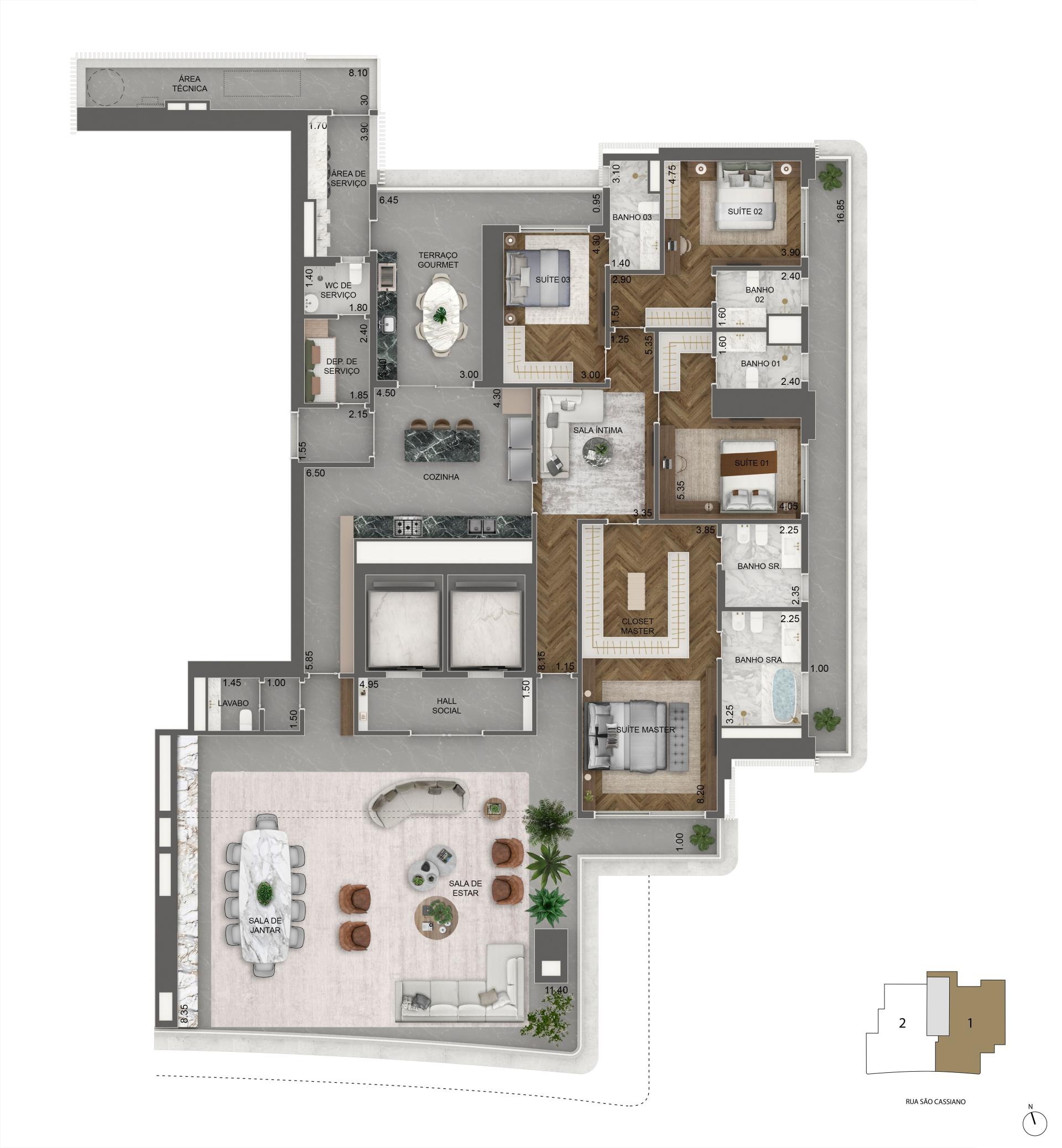 Planta padrão 393m2