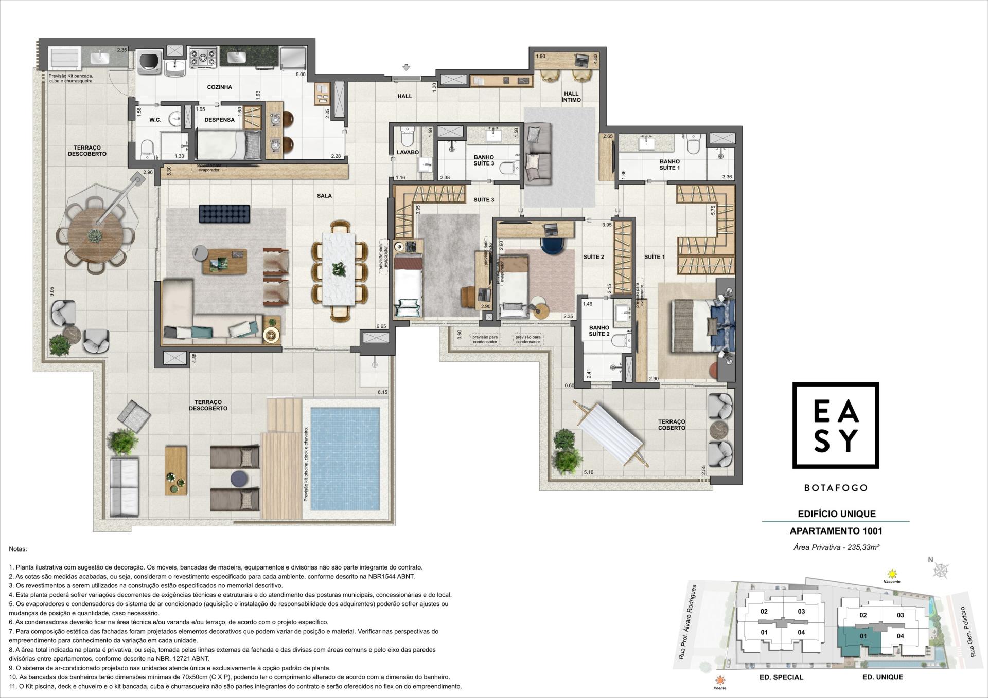 Planta do apartamento 1001 do Edifício Unique