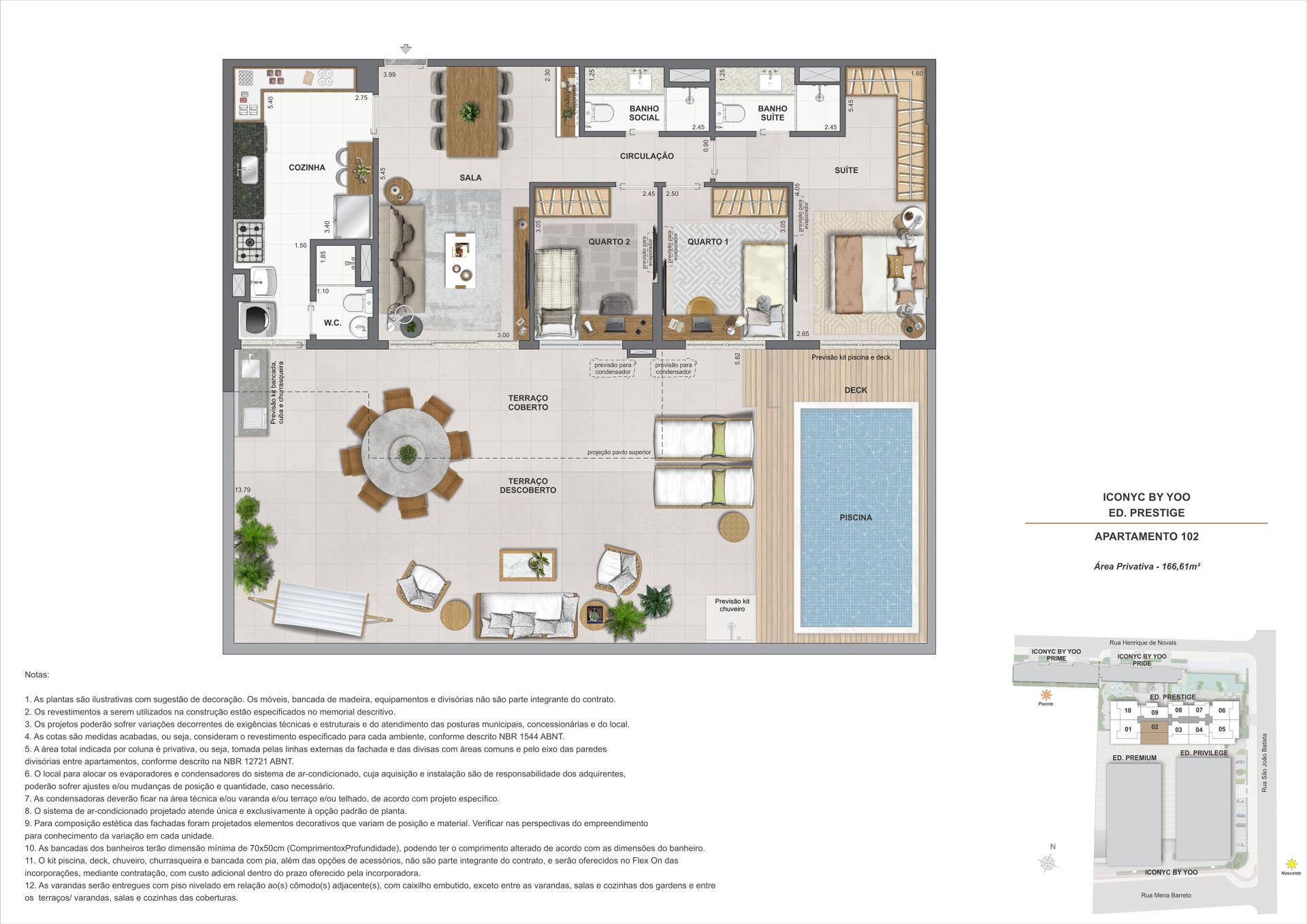 Garden 3 quartos - 1° andar - 166m²