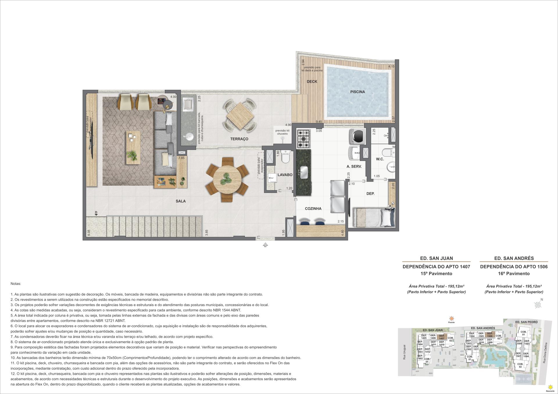 COB. Duplex Dependência 3S - Ed. San Juan (COL 7) e Ed. San Andrés (COL 6)