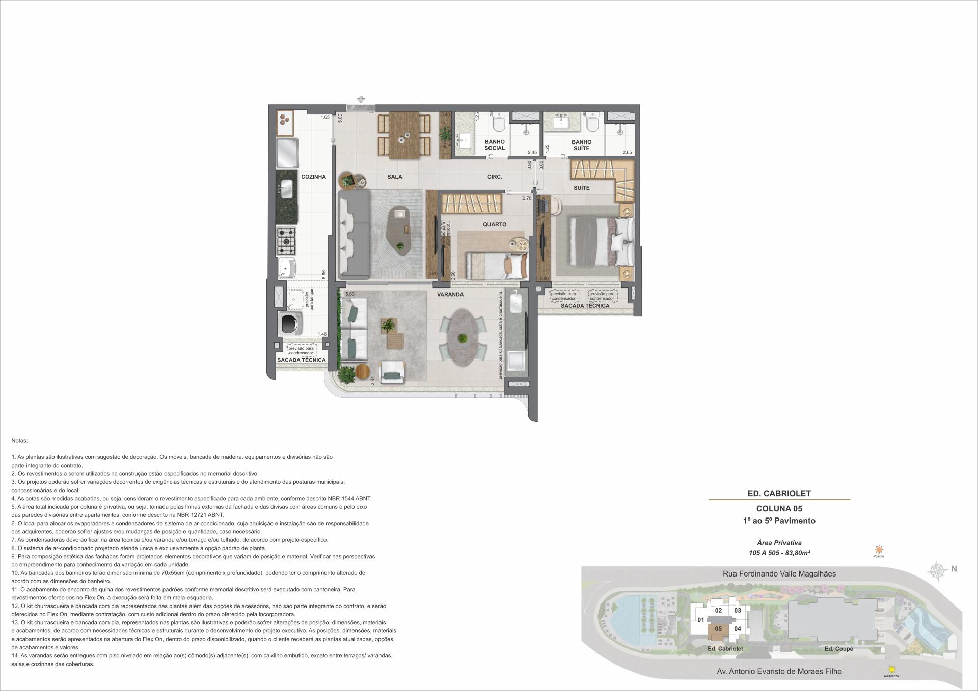 ED. CABRIOLET - COLUNA 05 PAV. 1º E 5º