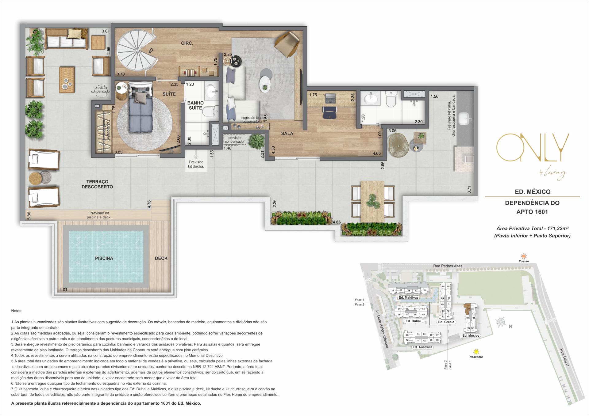 Cobertura Duplex 4 Quartos 2 Suítes - Pav. Superior - Área privativa total: 171,22m²