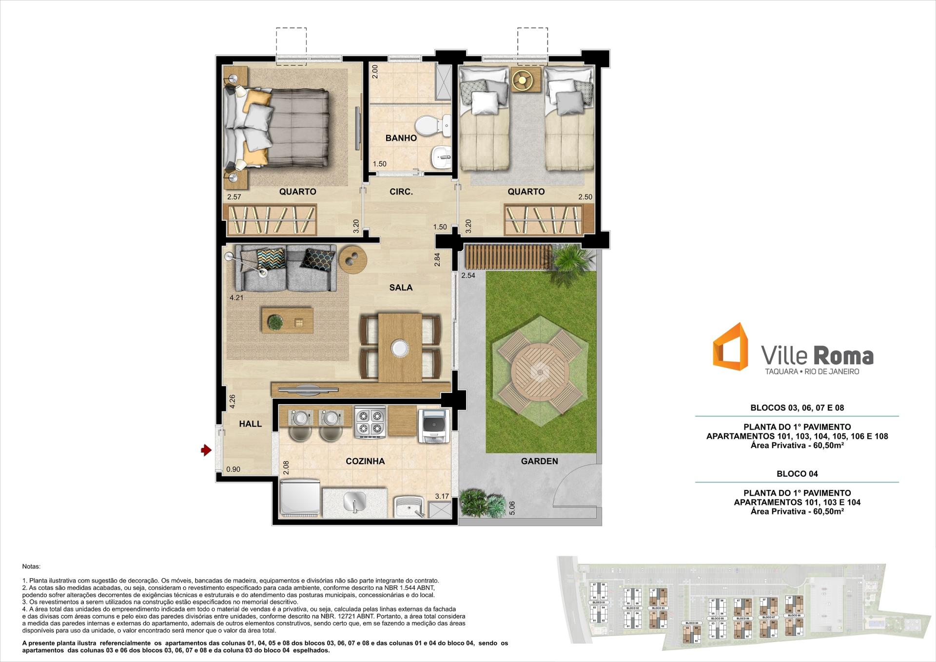 Área Privativa  60,50m²