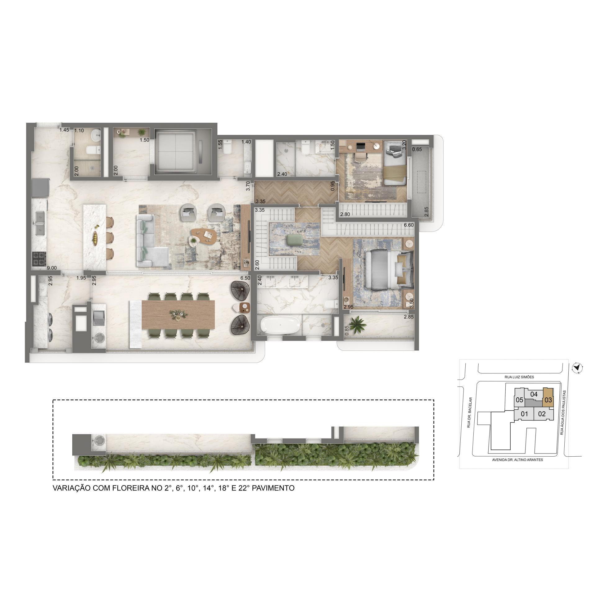 Planta Opção 139m²