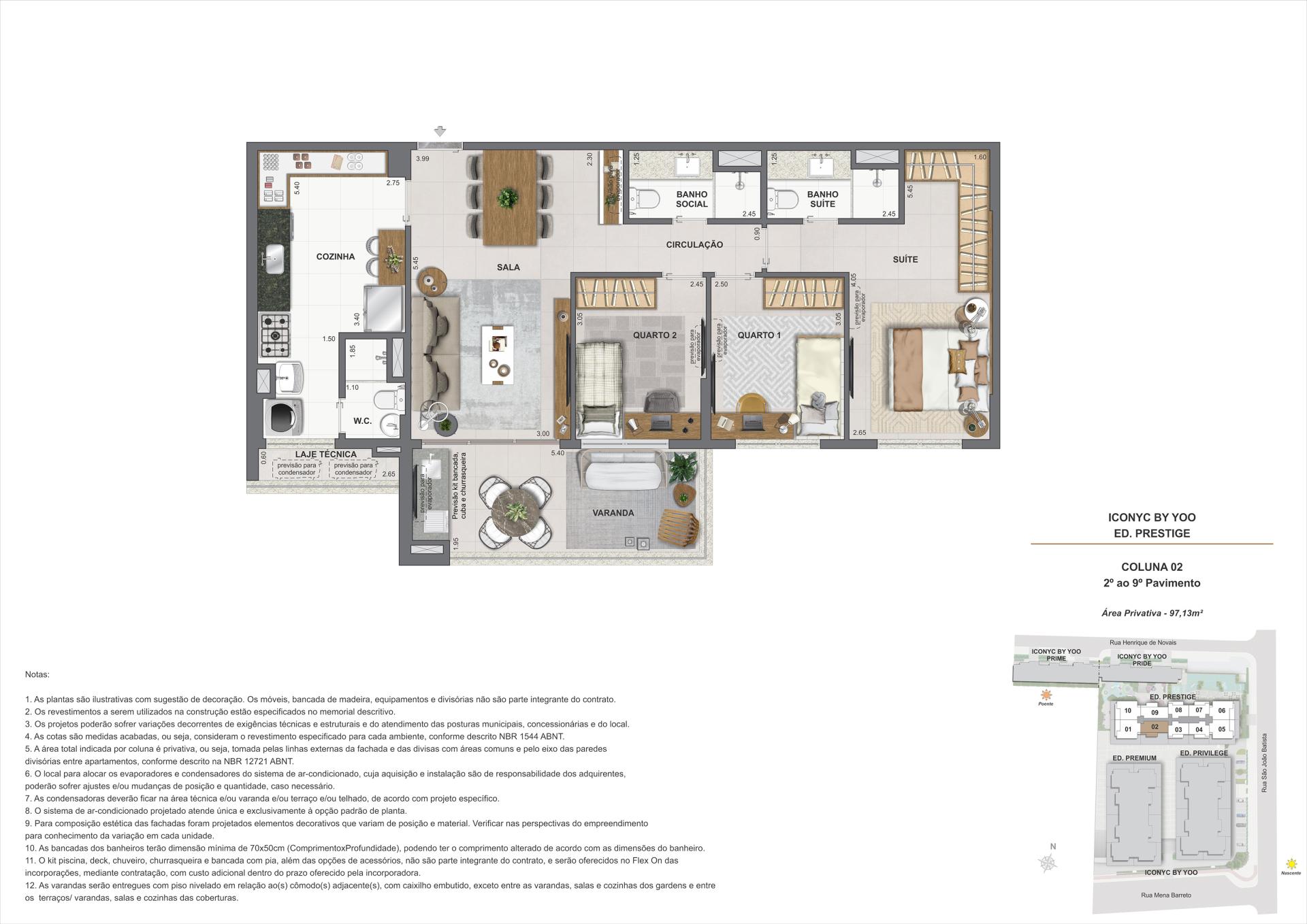Apartamento 2 quartos - 2° ao 9° andar - 97m²