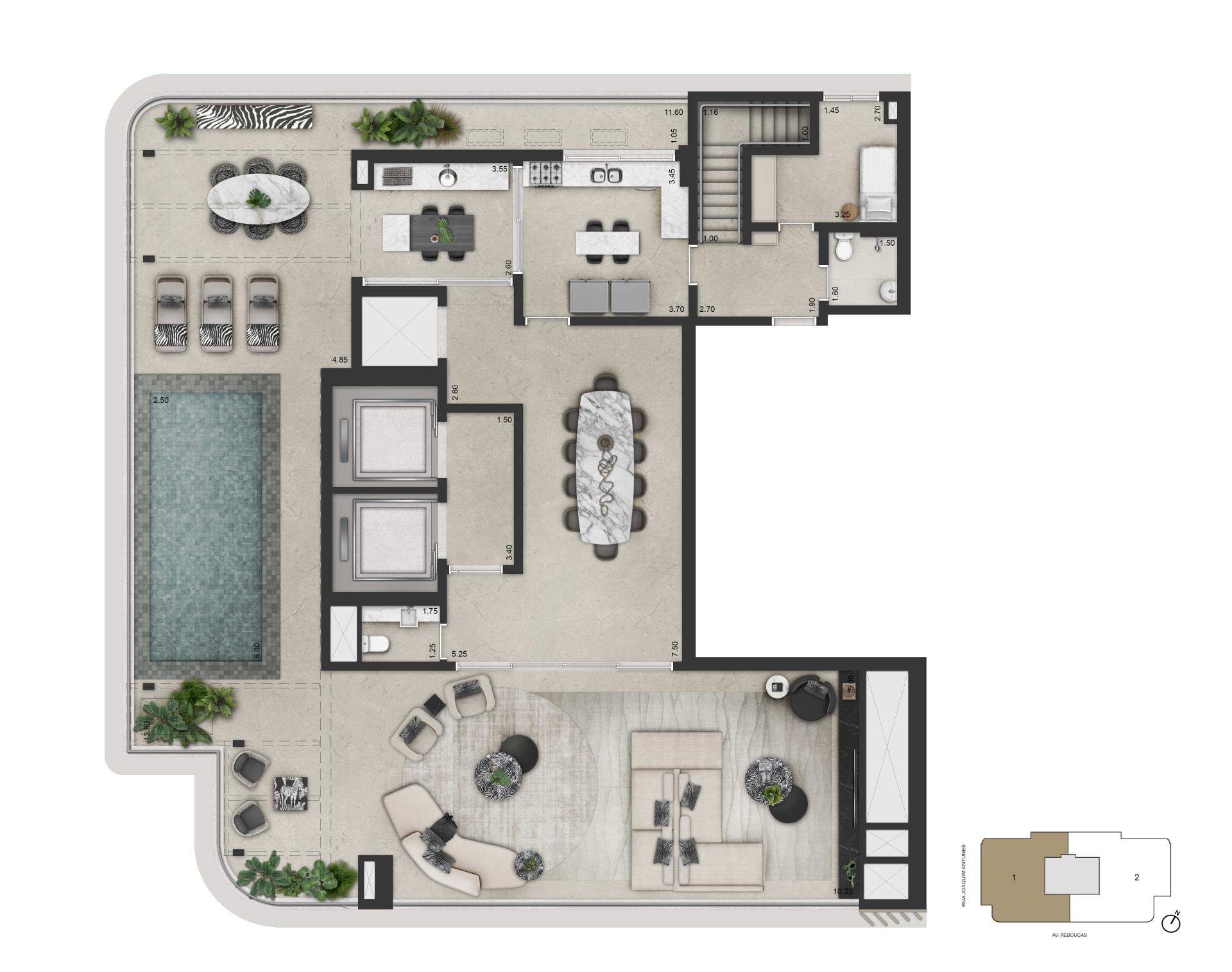 Planta padrão-  Duplex superior- 516.4m2