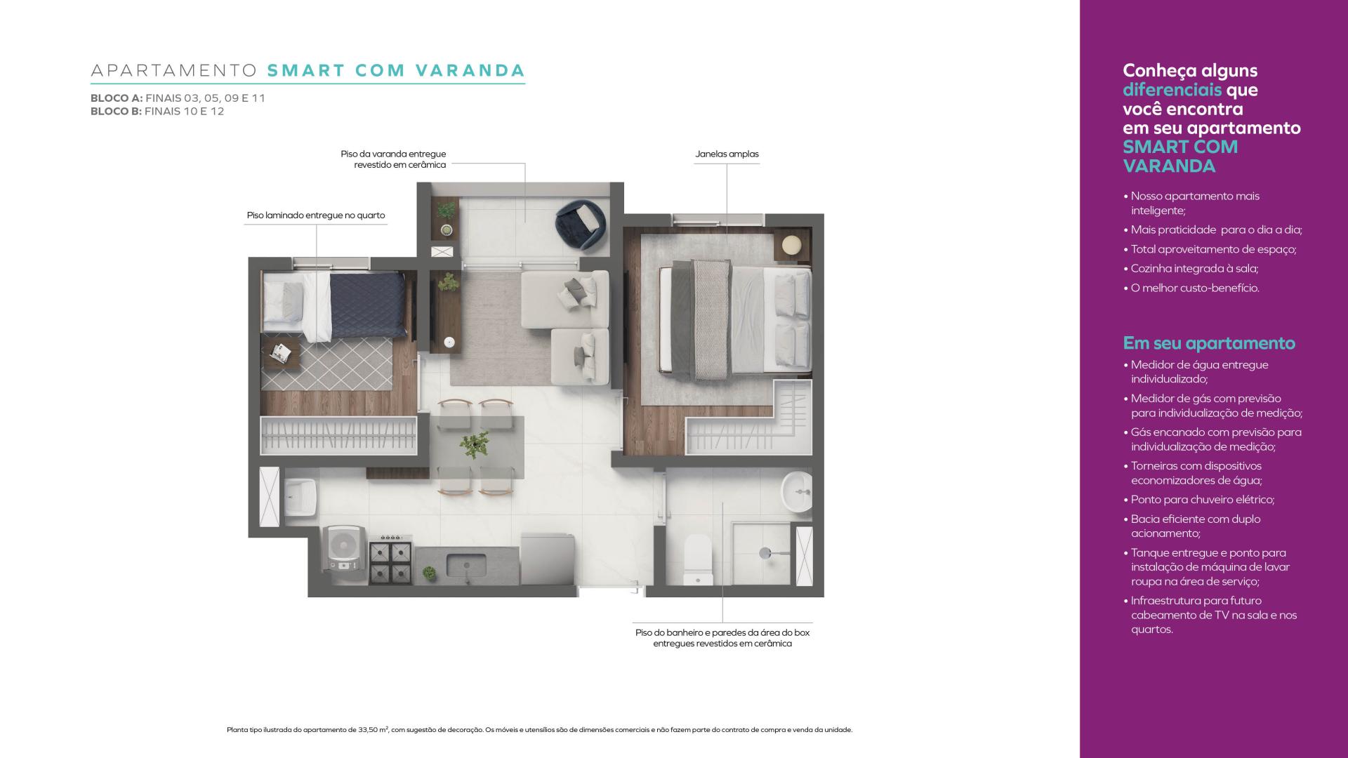 APARTAMENTO SMART COM VARANDA