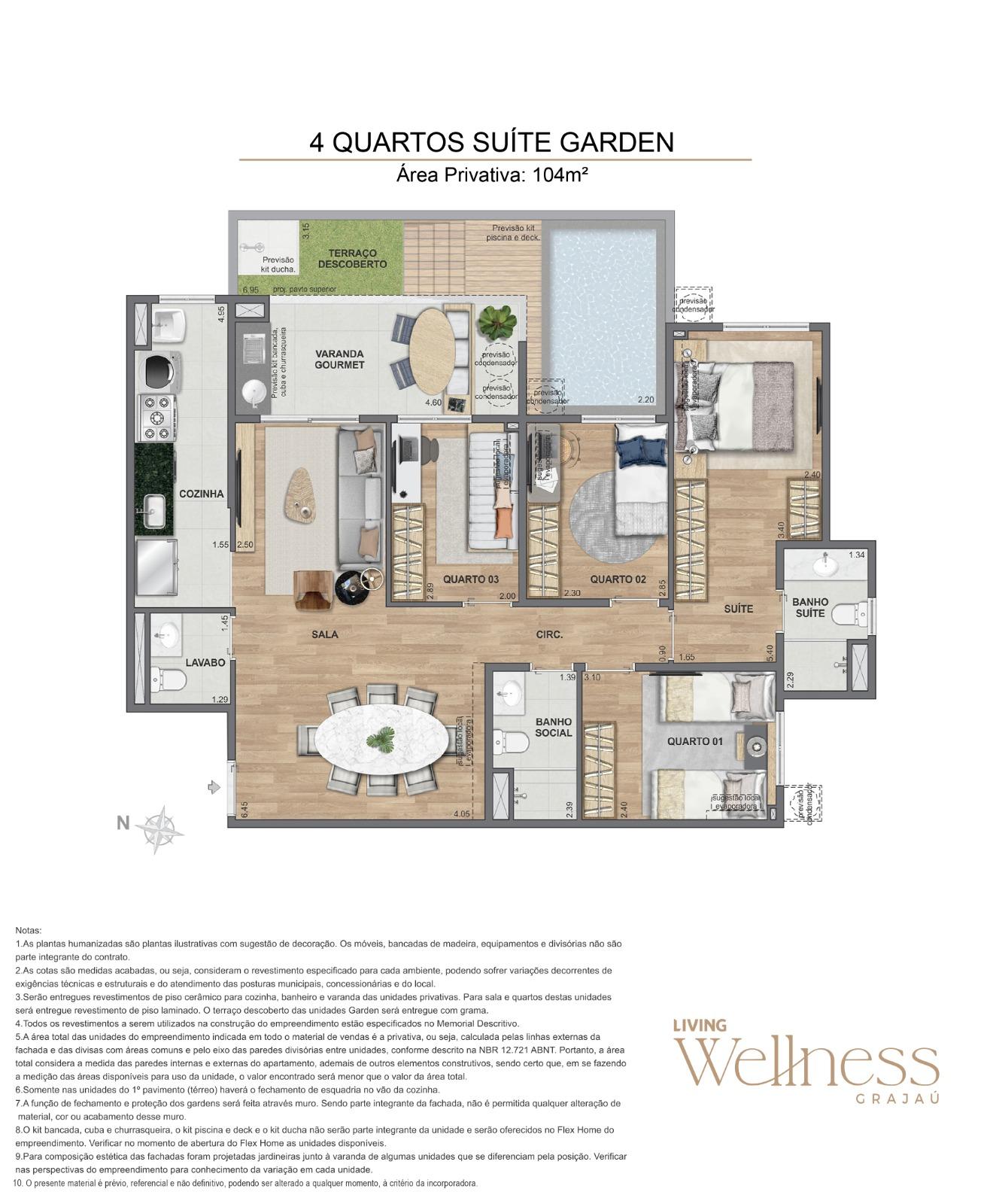 Imagem prévia Garden de 4 Quartos com suíte - Área privativa 104m²