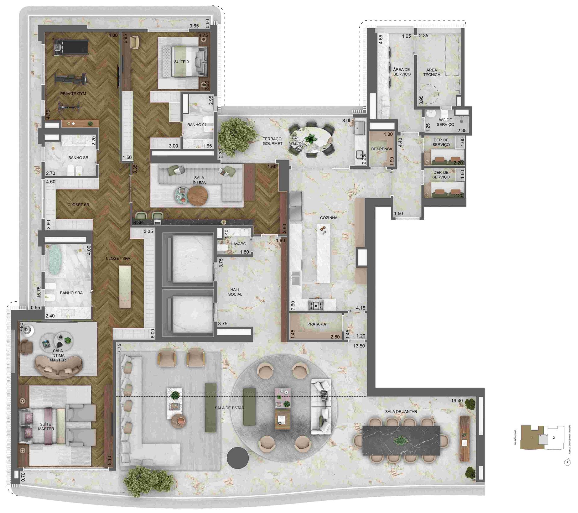 Planta opção 1 515m²