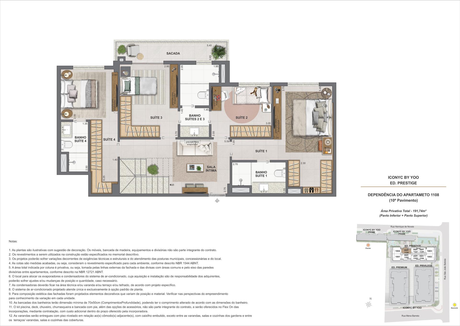 Cobertura duplex 4 suítes - 10° andar - 191m²