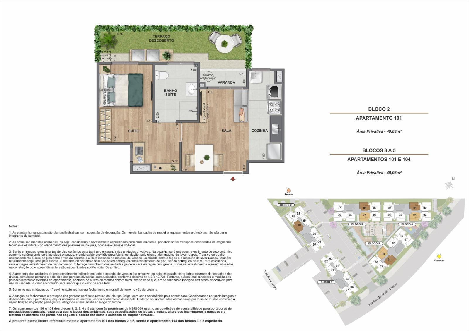 Área Privativa   49,03m²   Garden Opção Sala