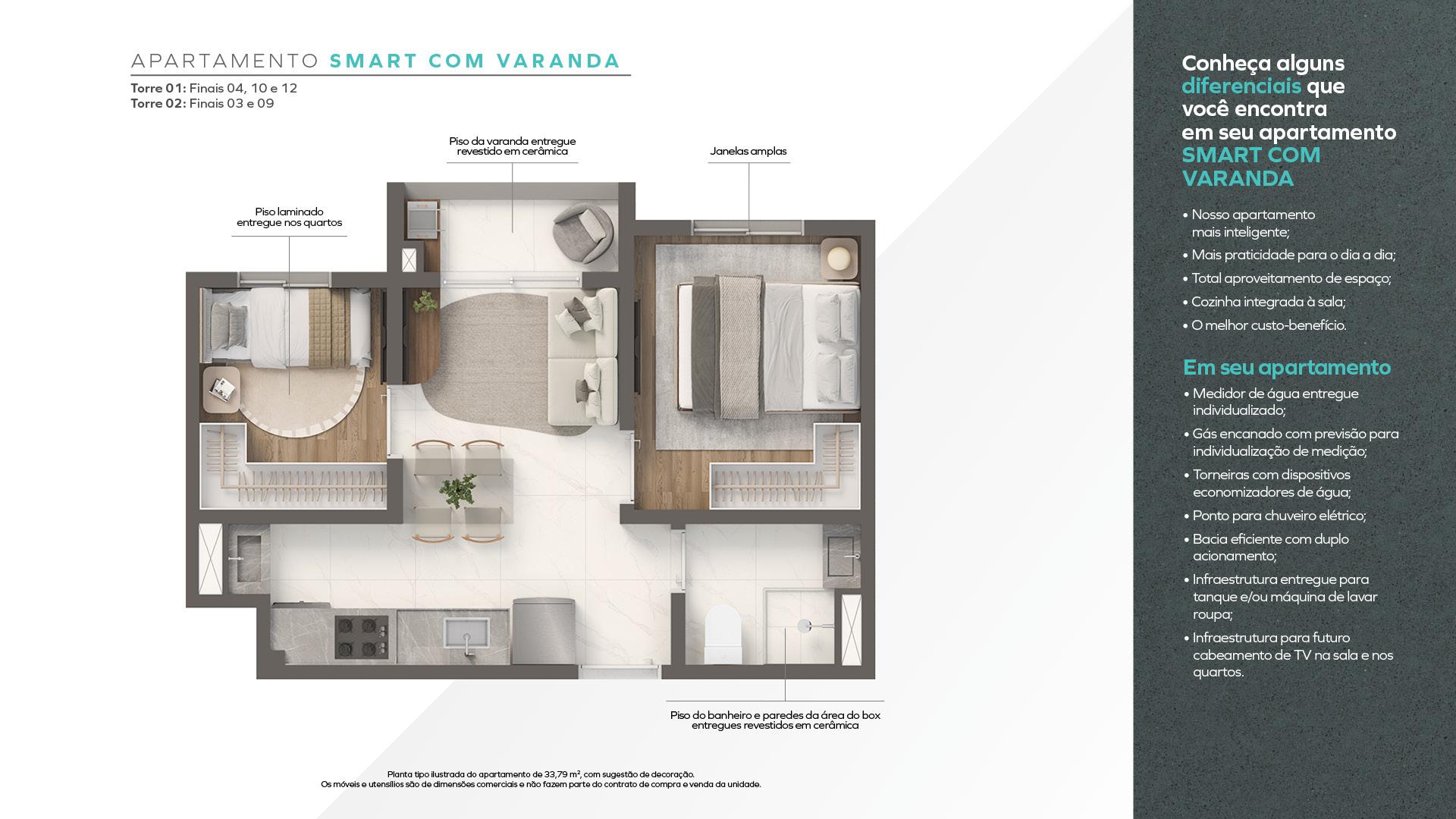 APARTAMENTO SMART COM VARANDA