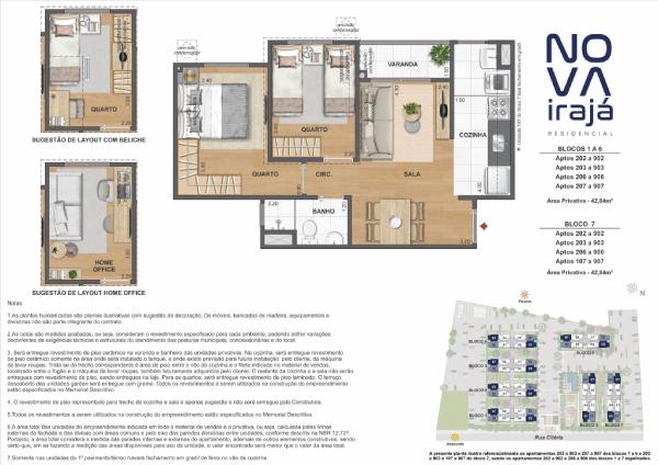 NOVA IRAJÁ - TIPO APTO PONTA - - 42,84m² 