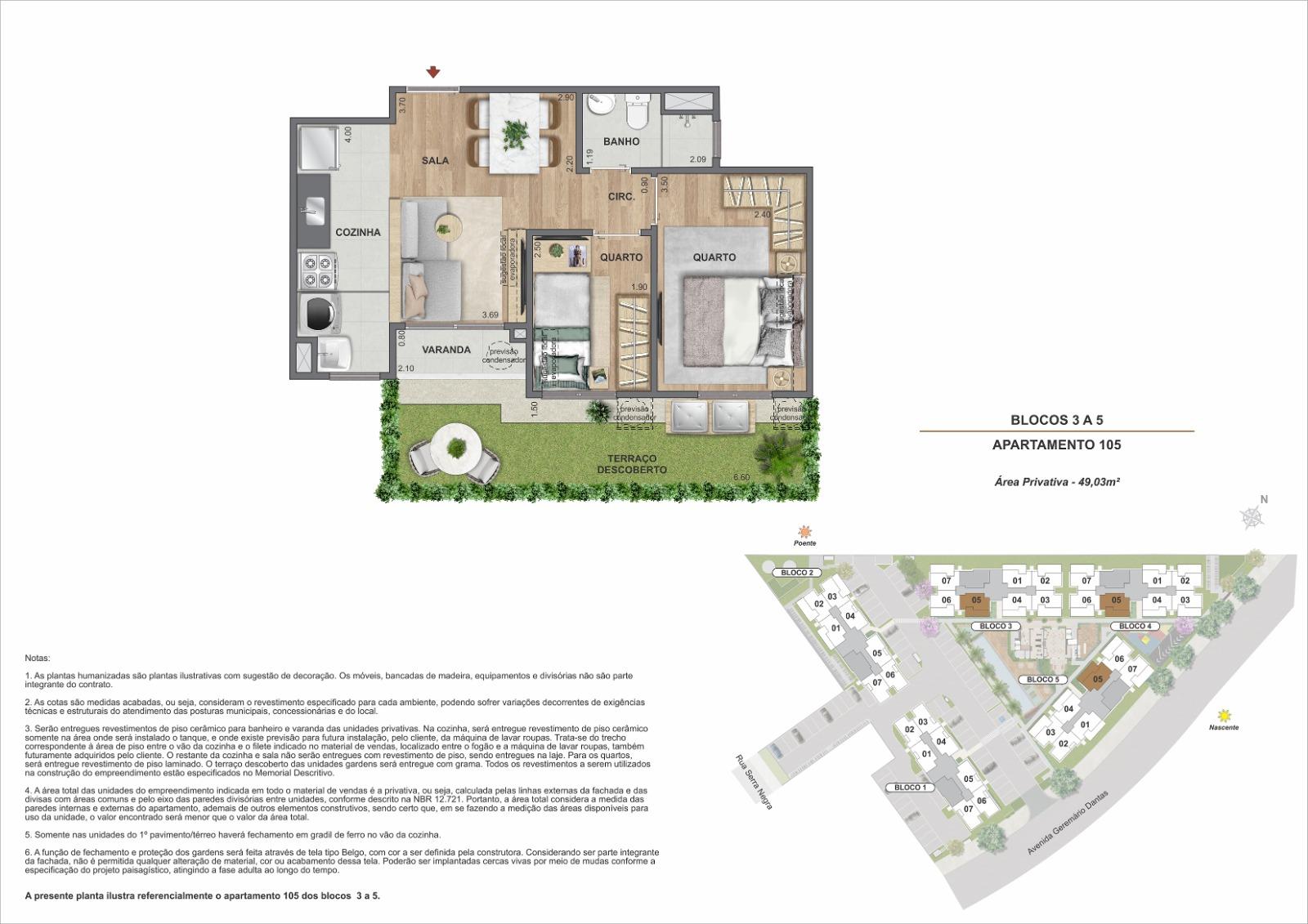 Área Privativa   49,03m²   Garden Opção Quarto