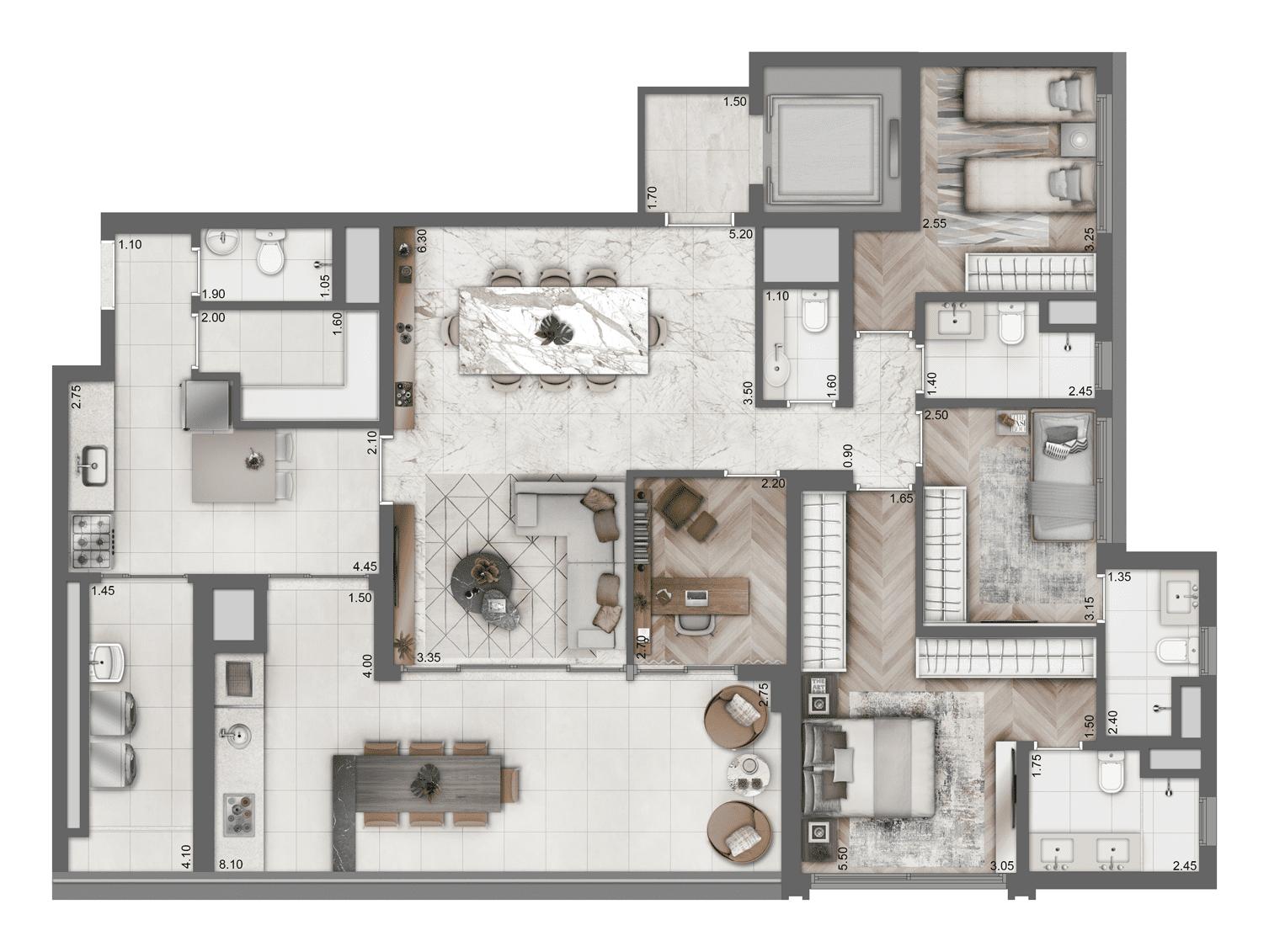 Planta Tipo 158,5 m2