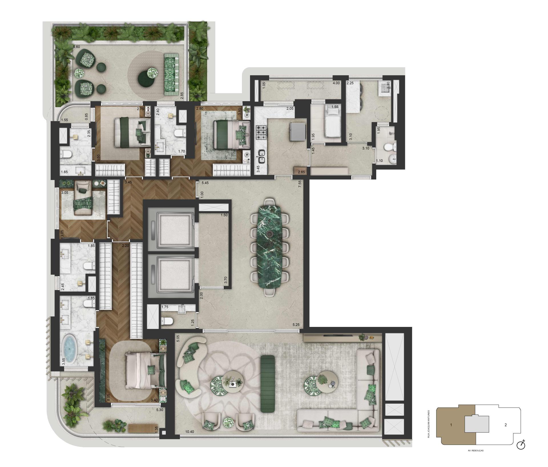 Planta padrão- Garden- 279.9m2