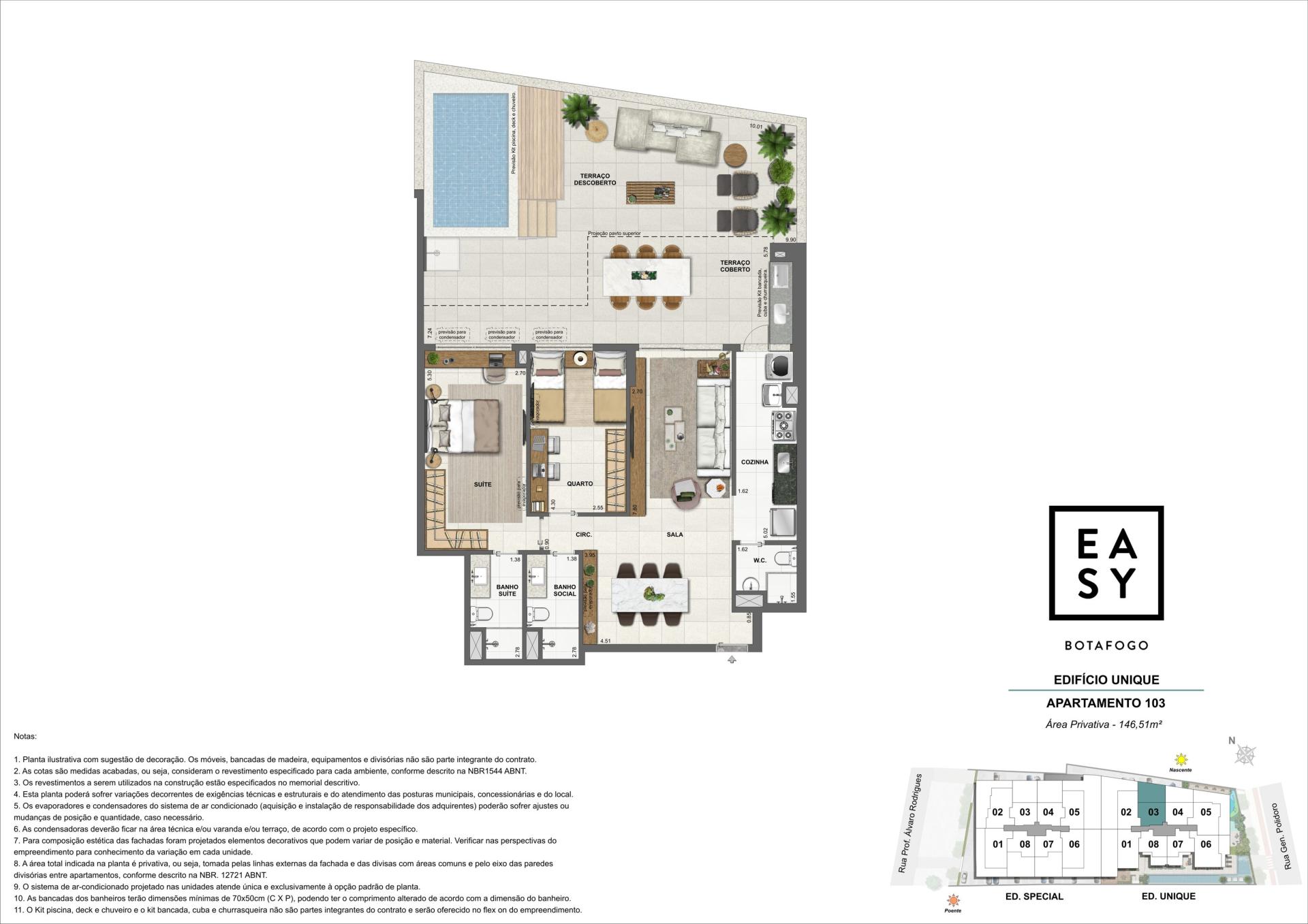Planta dos apartamento 103 do Edifício Unique