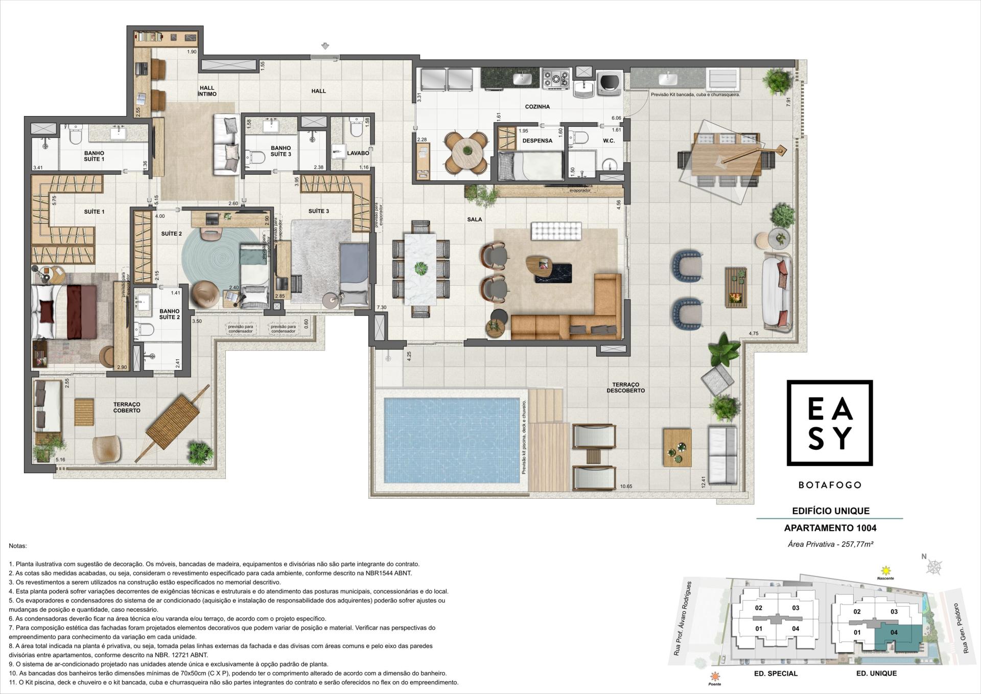 Planta do apartamento 1004 do Edifício Unique