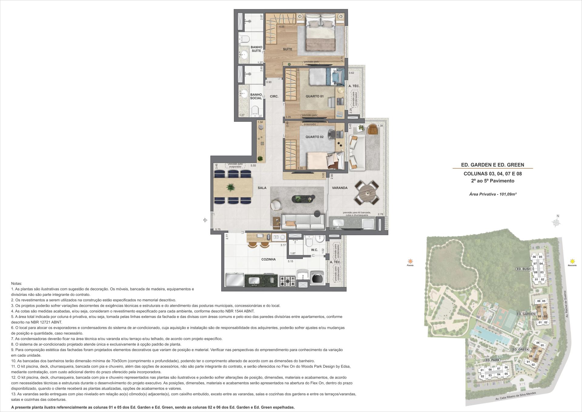 Apartamentos - Ed. Garden e Green - Colunas 03, 04, 07 e 08
