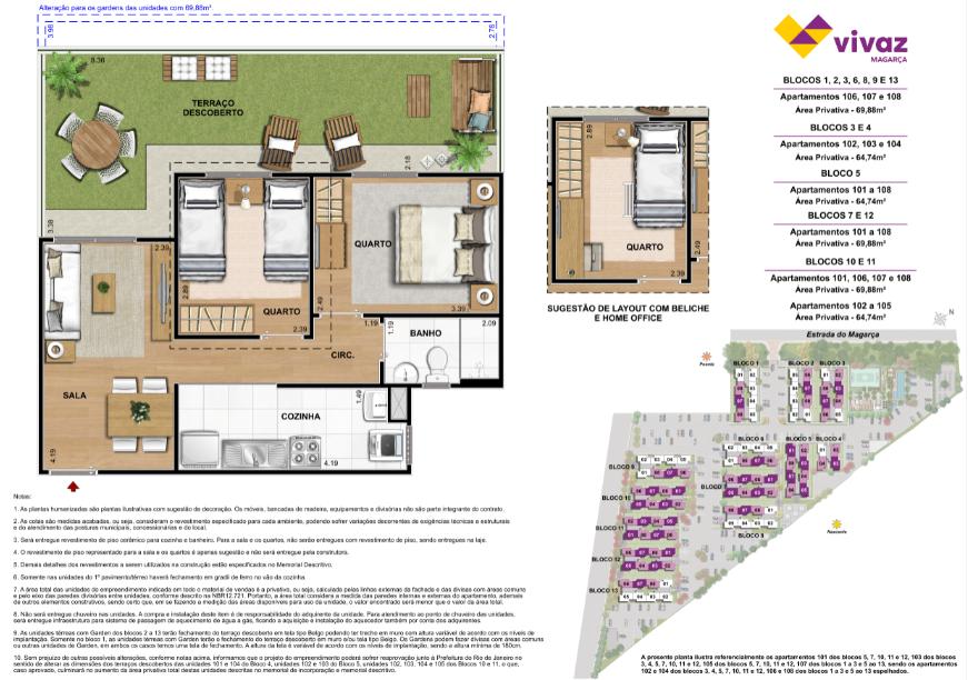 Vivaz Magarça   Área Privativa 64,74m² (Garden)