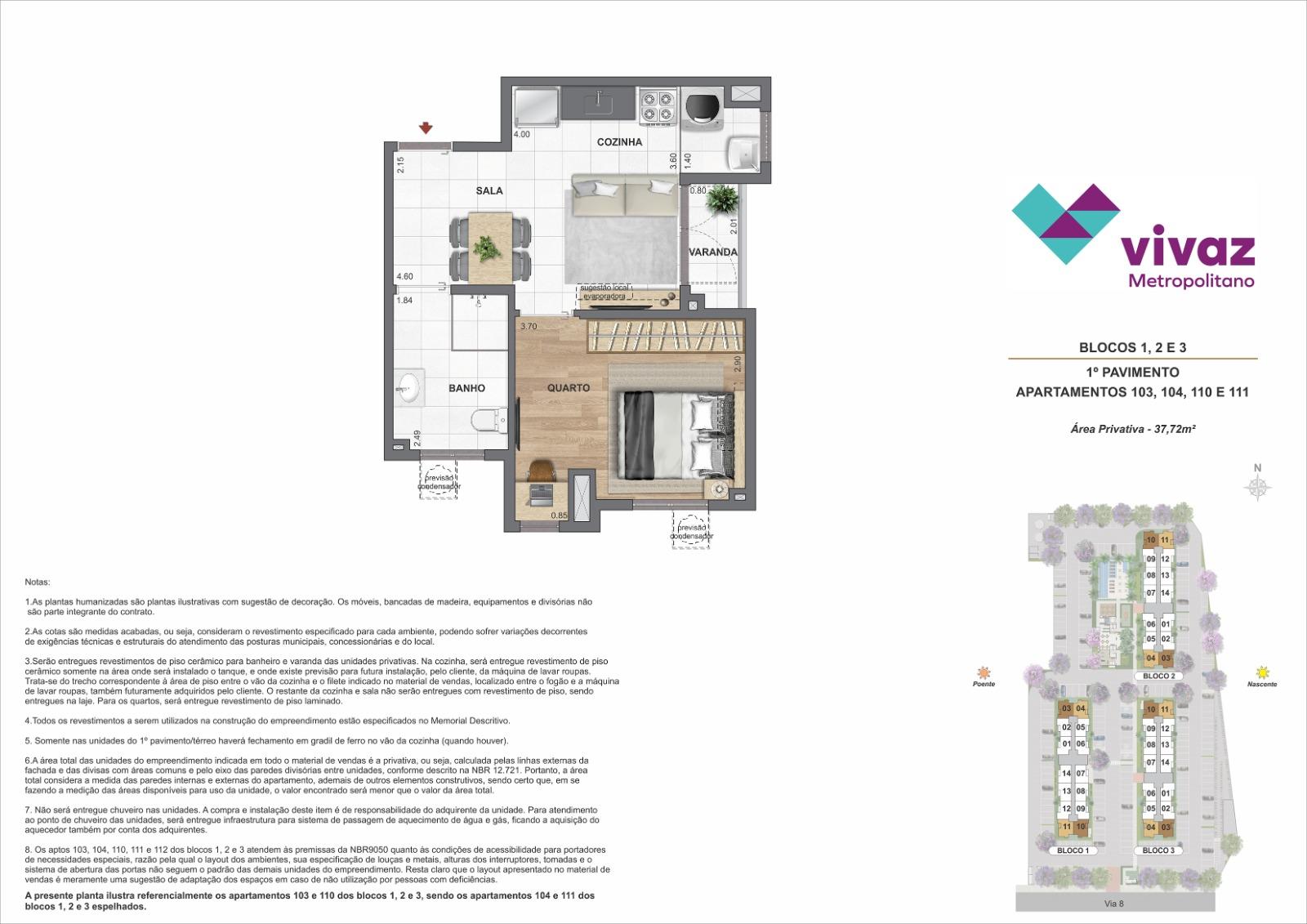 Área Privativa   37,72m²   Opção Sala