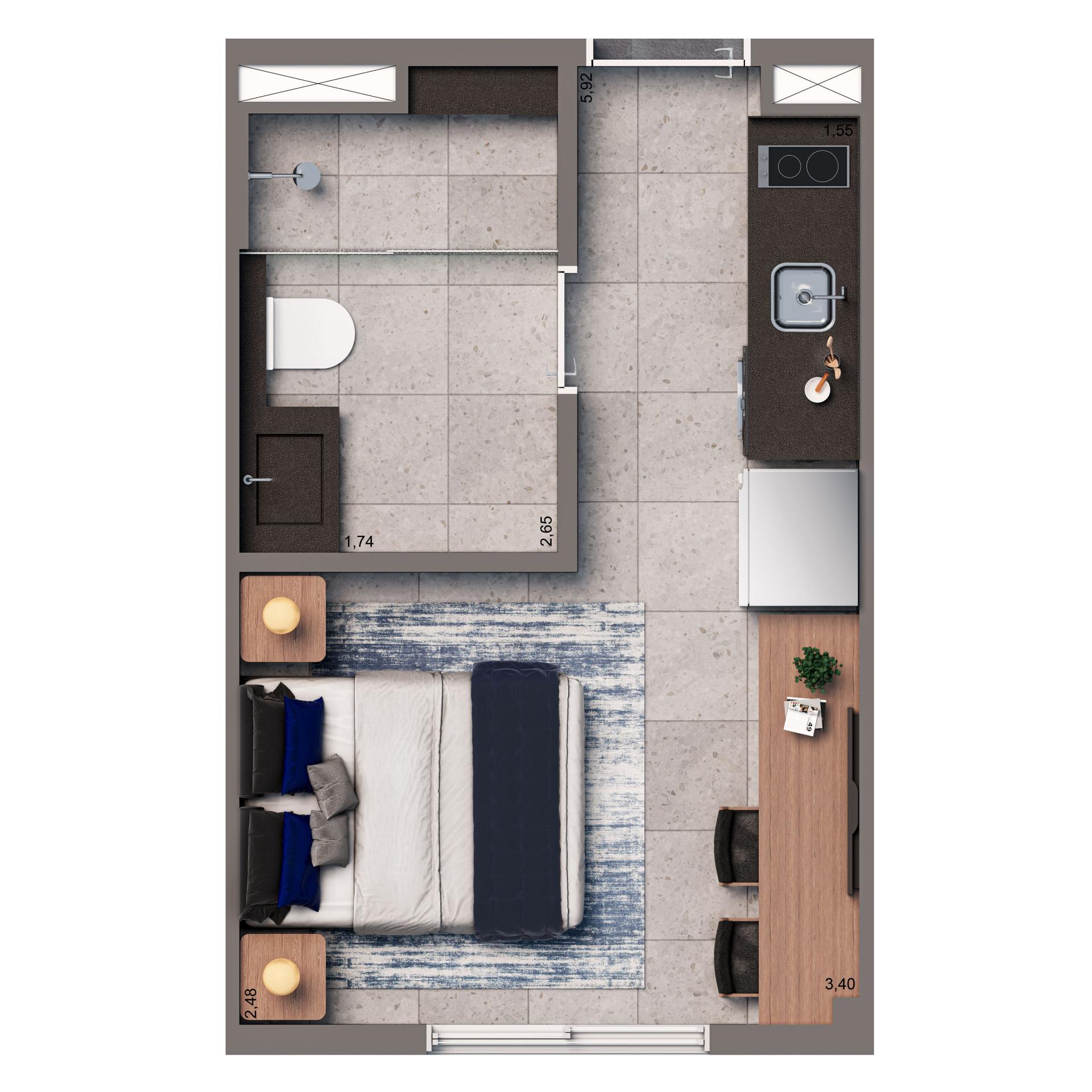 Planta Padrão NR Studio 19m²