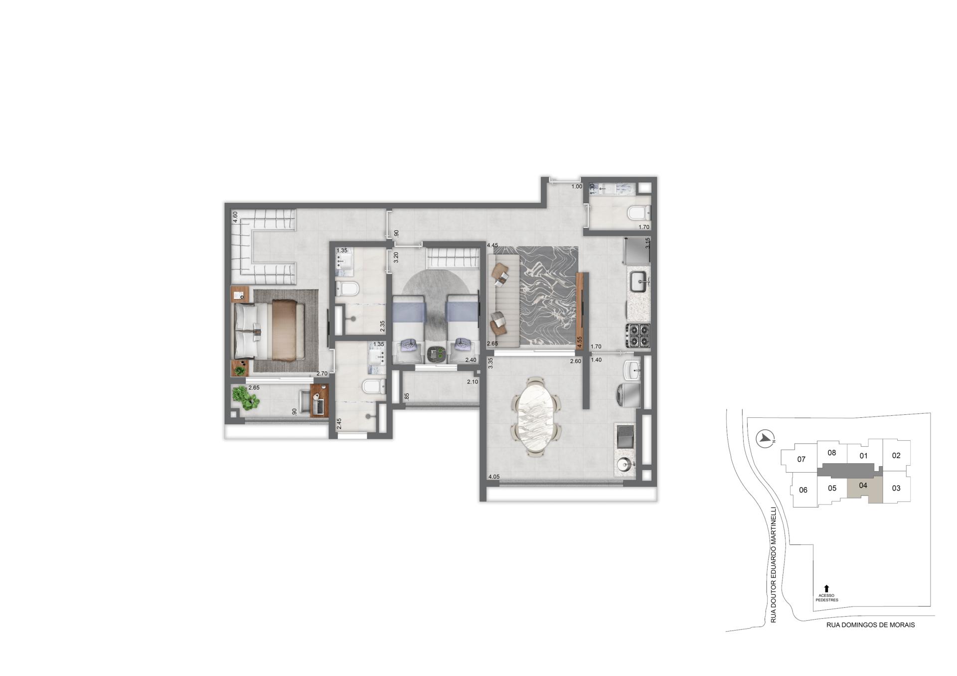 Planta Padrão 78 m²  | 2 Suítes