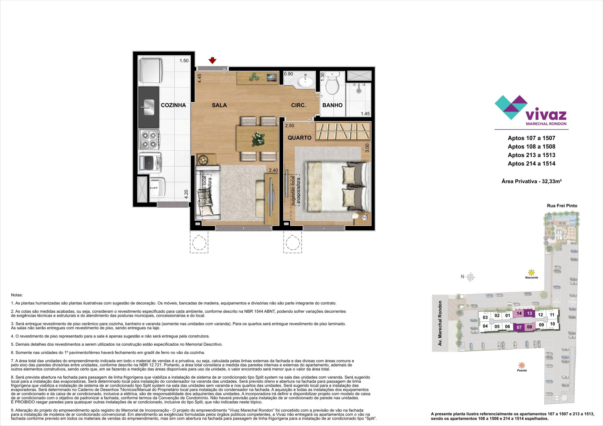 Vivaz Marechal Rondon - Planta Tipo - 32m² - 1 Quarto