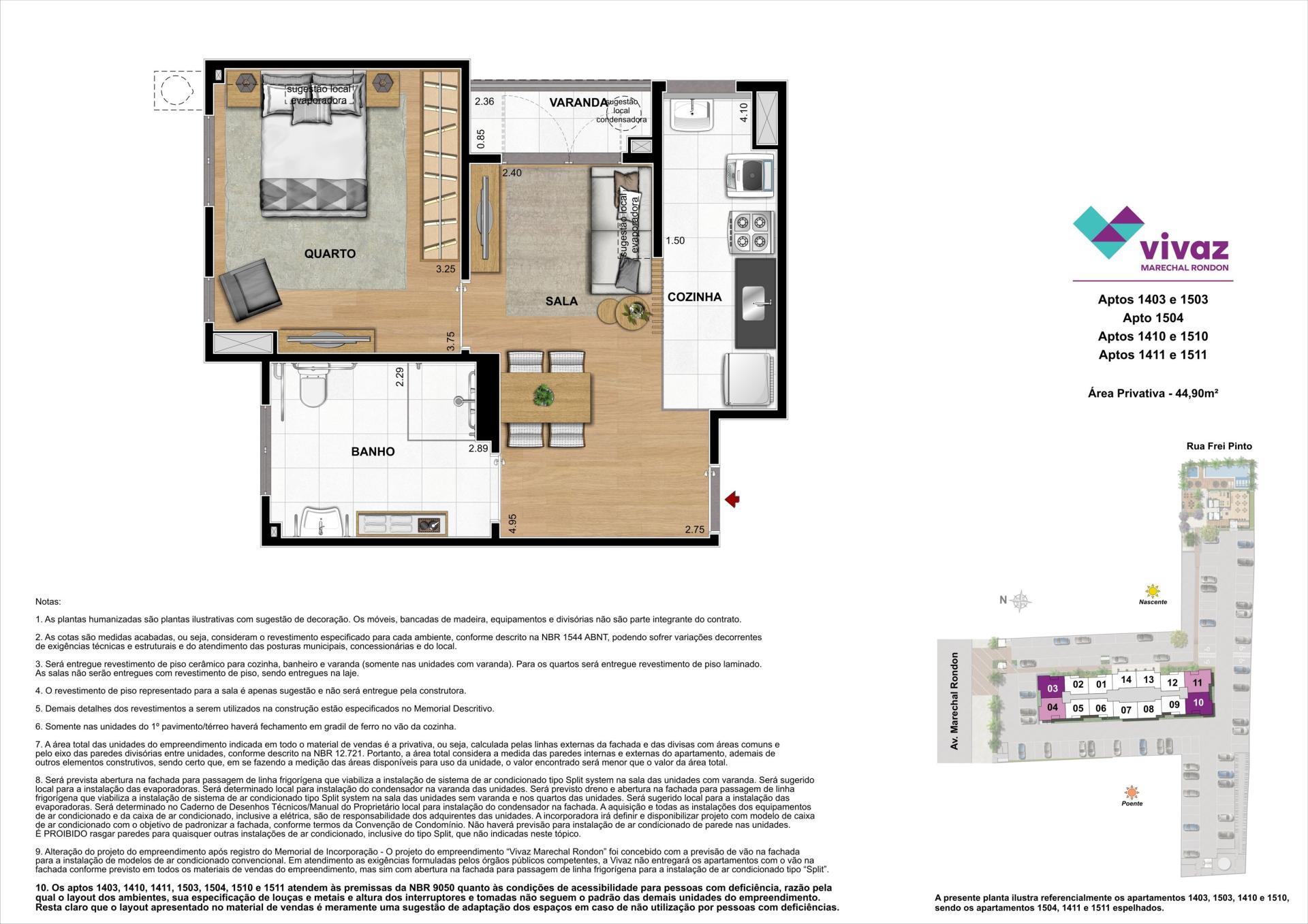 Vivaz Marechal Rondon - Planta PNE - 44m²