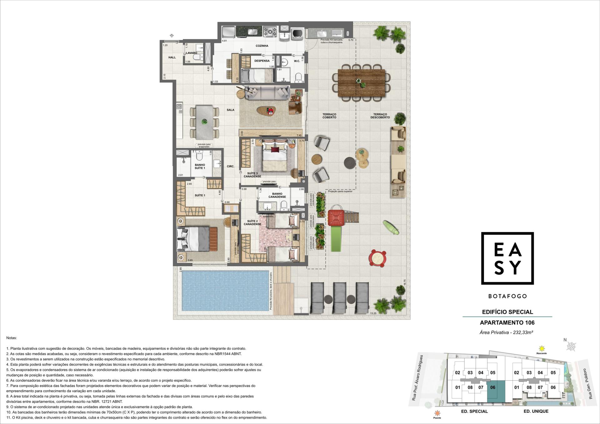 Planta dos apartamento 106 do Edifício Special