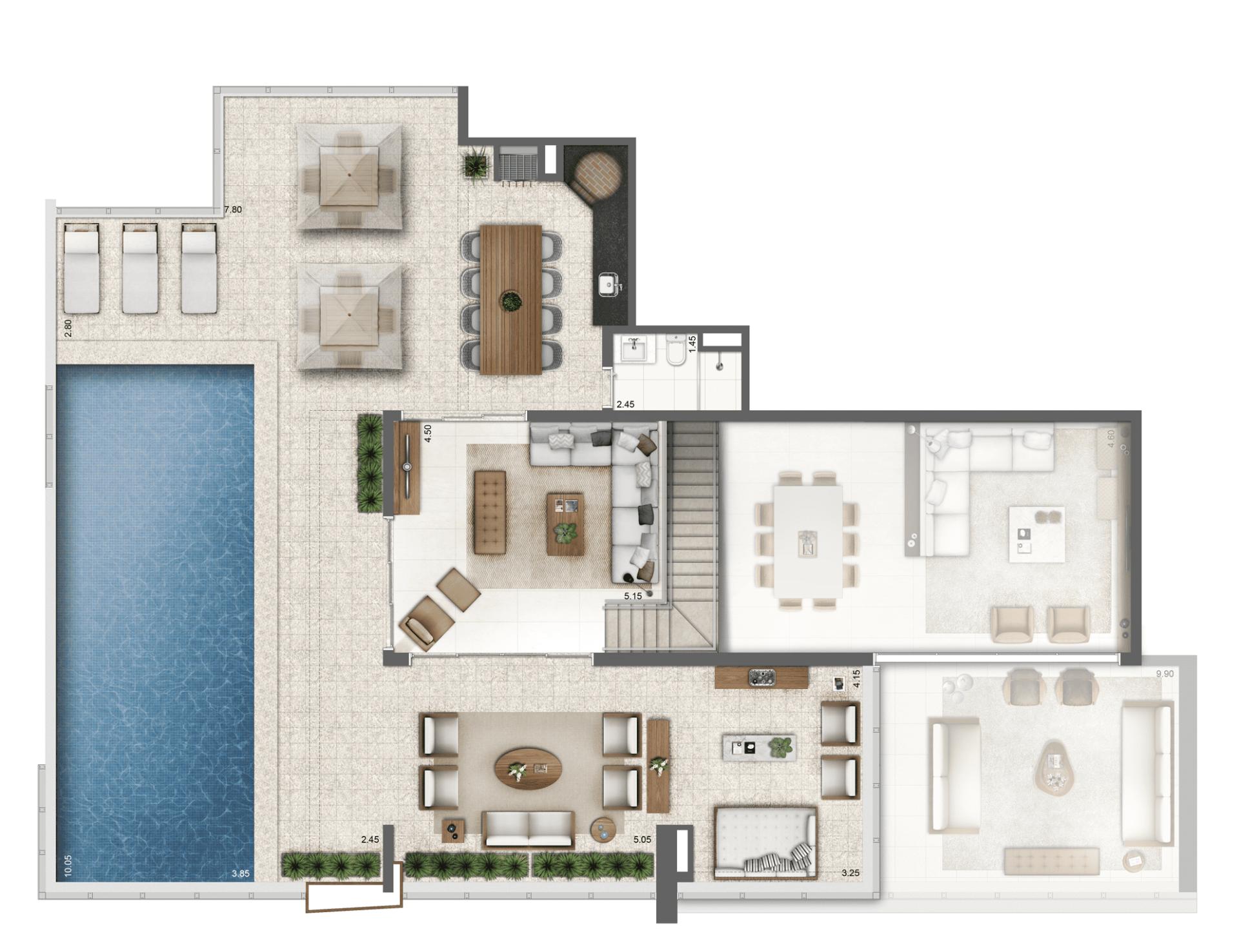 Planta Duplex 481 m² Pavimento Superior