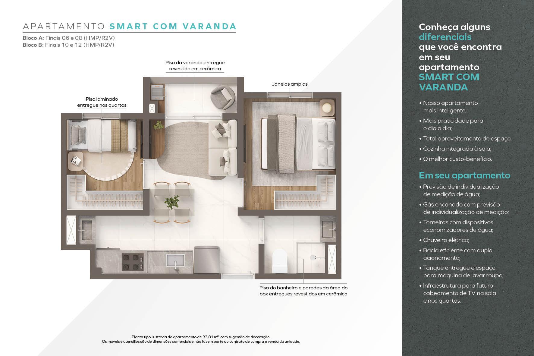 SMART COM VARANDA 33,81m²