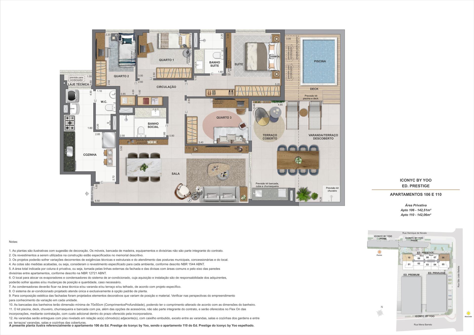 Garden 4 quartos - 1° andar - 142m²