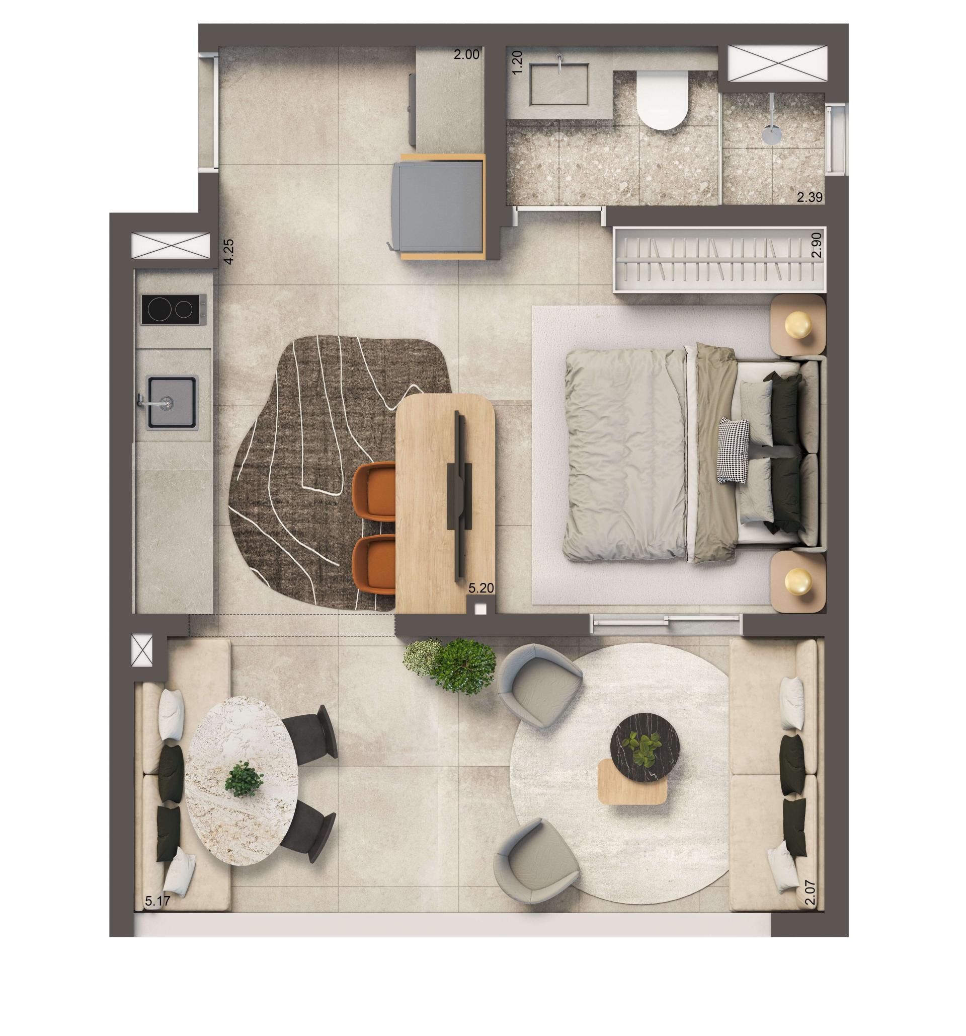 Planta Padrão 35m² | Ampliada