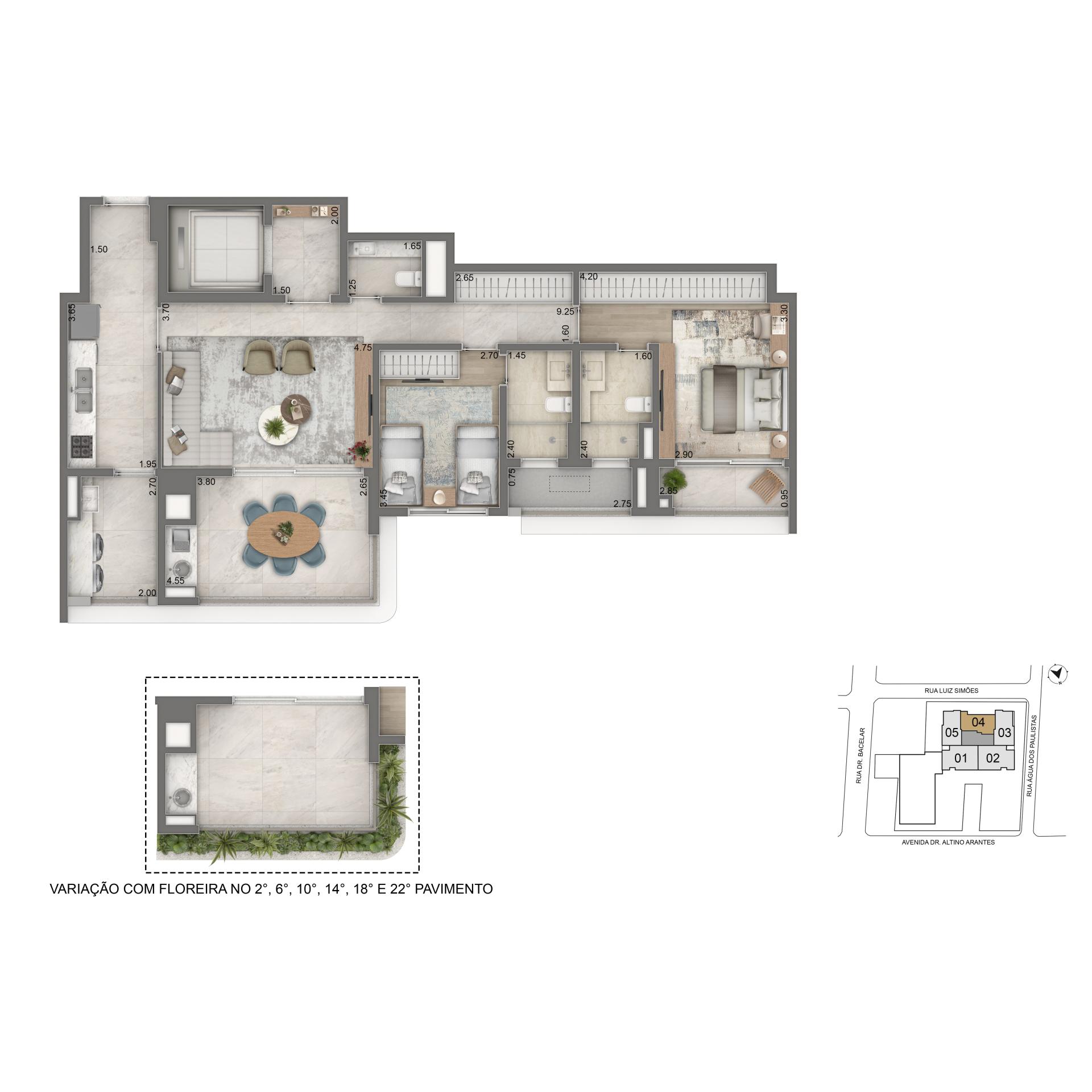 Planta Padrão 111m²