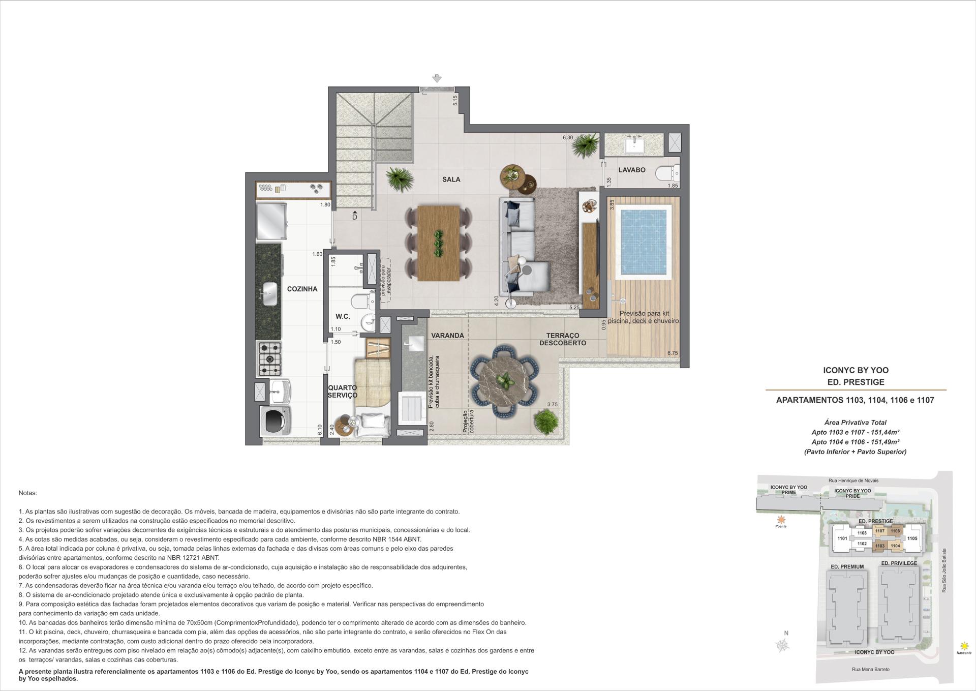 Cobertura duplex 3 suítes - 11° andar - 151m²