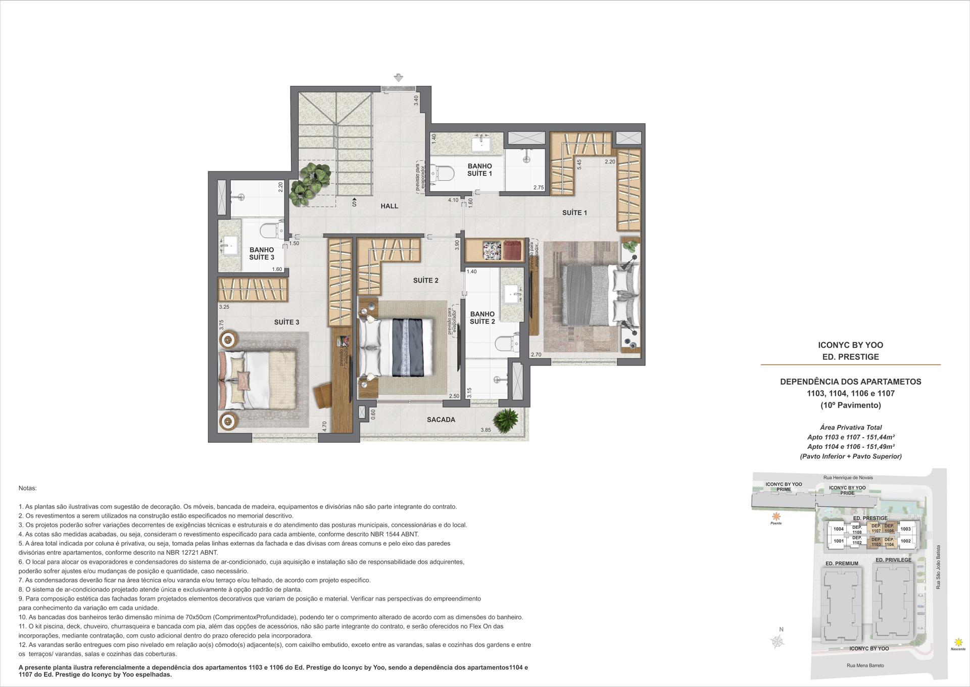 Cobertura duplex 3 suítes - 10° andar - 151m²