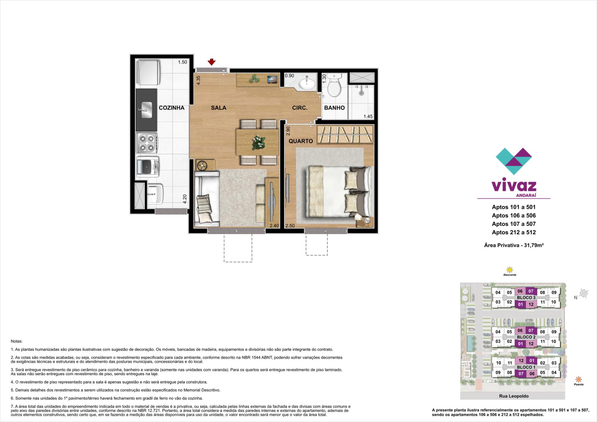 Área Privativa 31,79m²