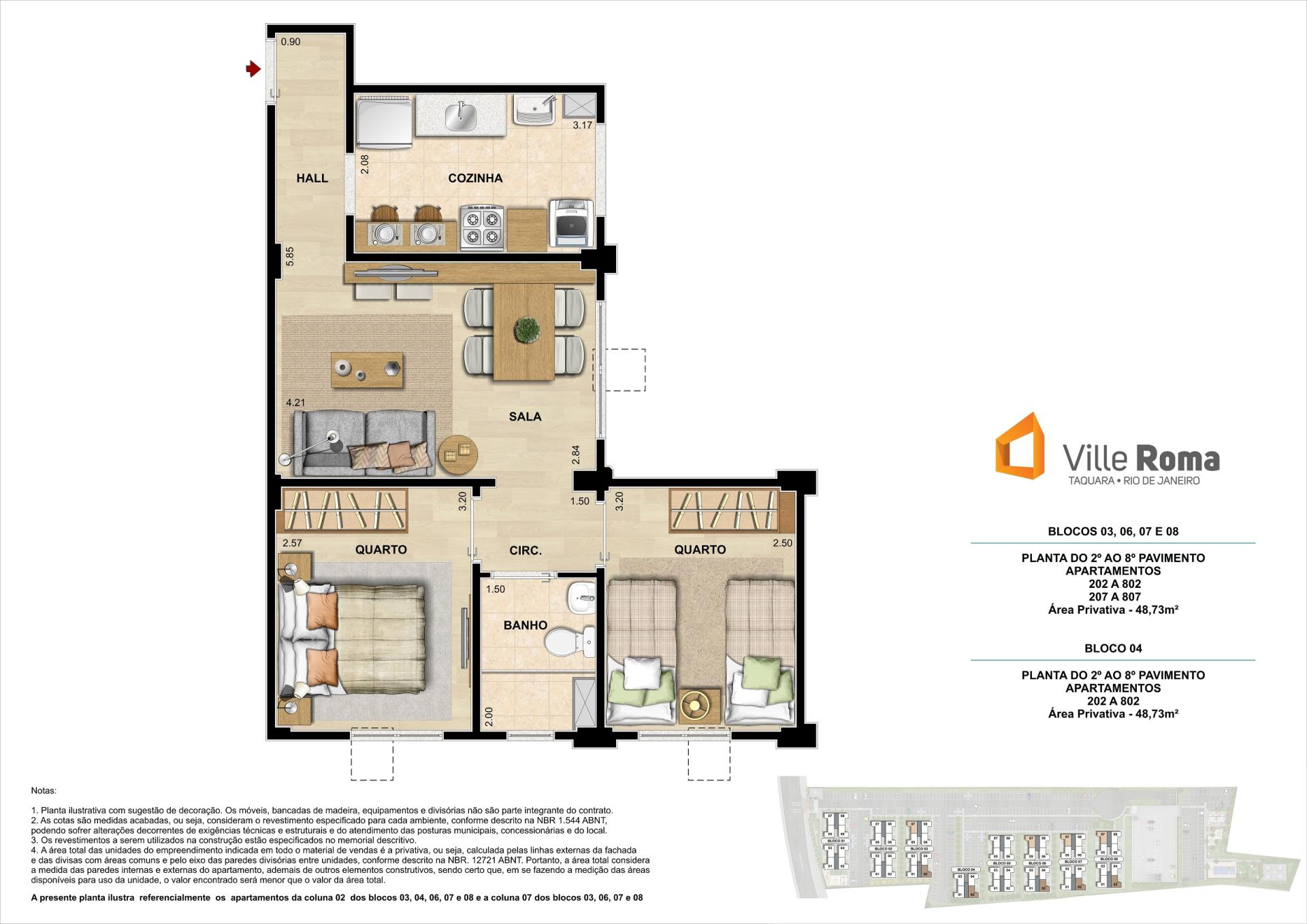 Área Privativa 48,73m²