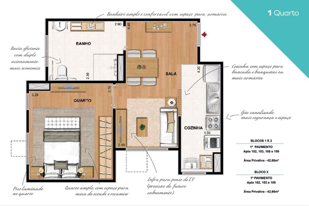 Vivaz Piedade - 01 quarto (42,66m²)