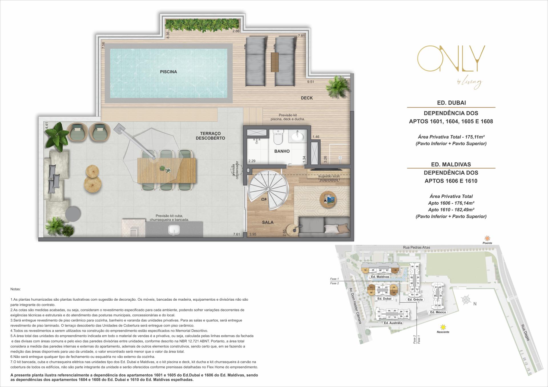 Cobertura Duplex 4 Quartos 1 Suíte - Pav. Superior - Área privativa total: 175,11m² até 182,49m²