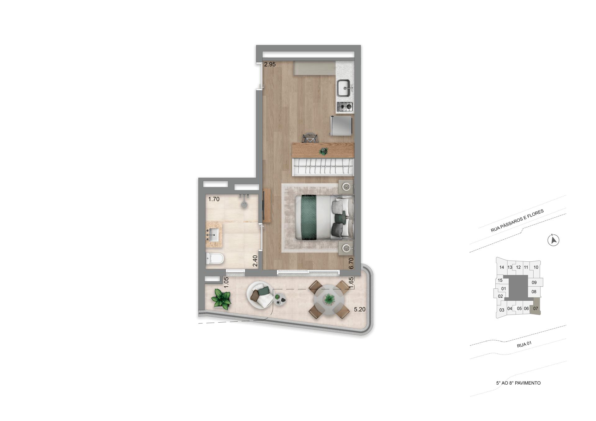 Planta Padrão 37 m² l Studio