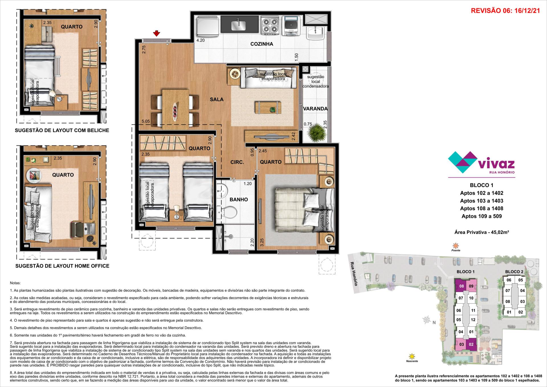 Vivaz Honório - Área Privativa 45,02 m²