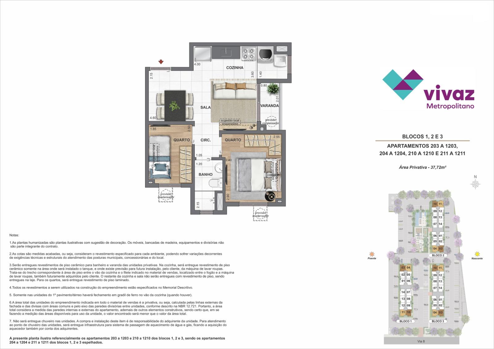 Área Privativa   37,72m²   Opção Quarto