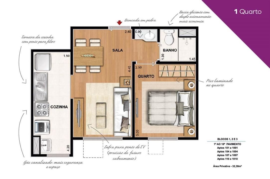 Vivaz Piedade - 01 quarto (32,39m²)