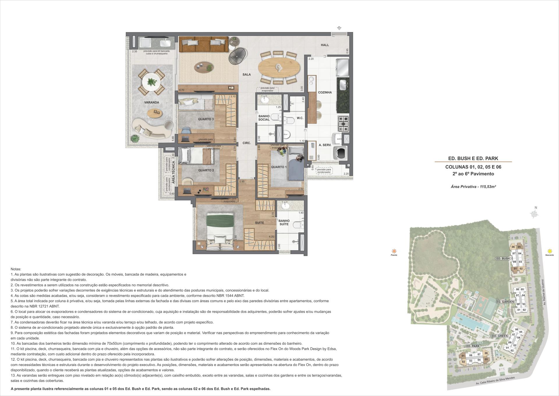 Apartamentos - Ed. Bush e Ed. Park - Colunas 01, 02, 05 e 06